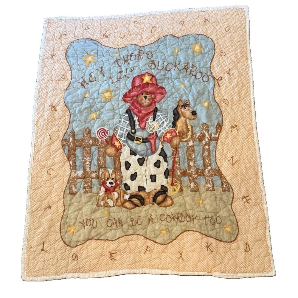 Vintage 1998 Buckaroo Baby Quilt Daisy Kingdom Crib Nursery Western Cowboy